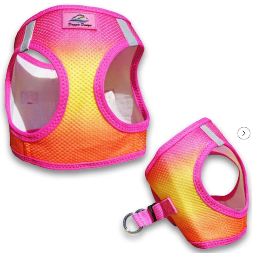NWT DOGGIE DESIGN AMERICAN RIVER CHOKE FREE Dog HARNESS RAINBOW ORANGE PINK 2XL